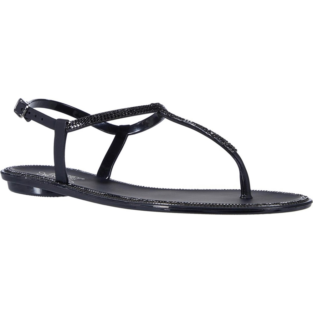 Jewel Badgley Mischka Thongs Sandals Black Jelly 7 - Picture 2 of 15